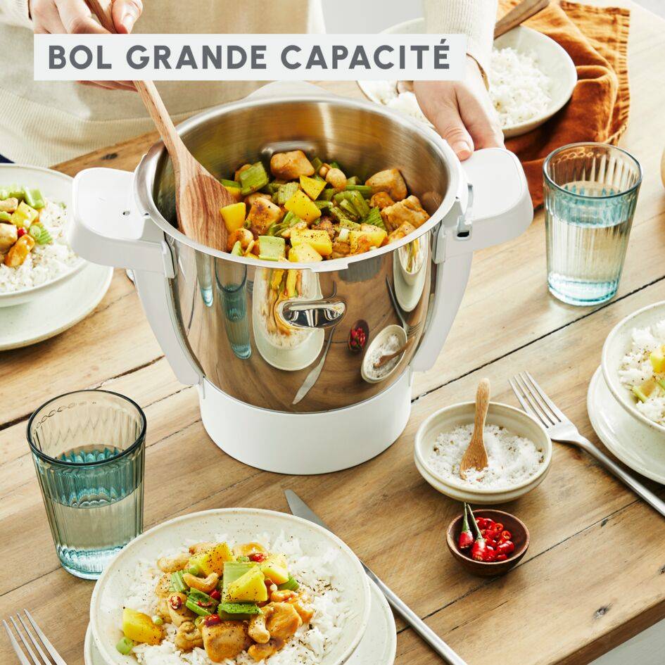 I-Companion, Robot cuiseur, 14 fonctions, Connecté, Capacité XL 10 personnes, Blanc, Fabriqué en France