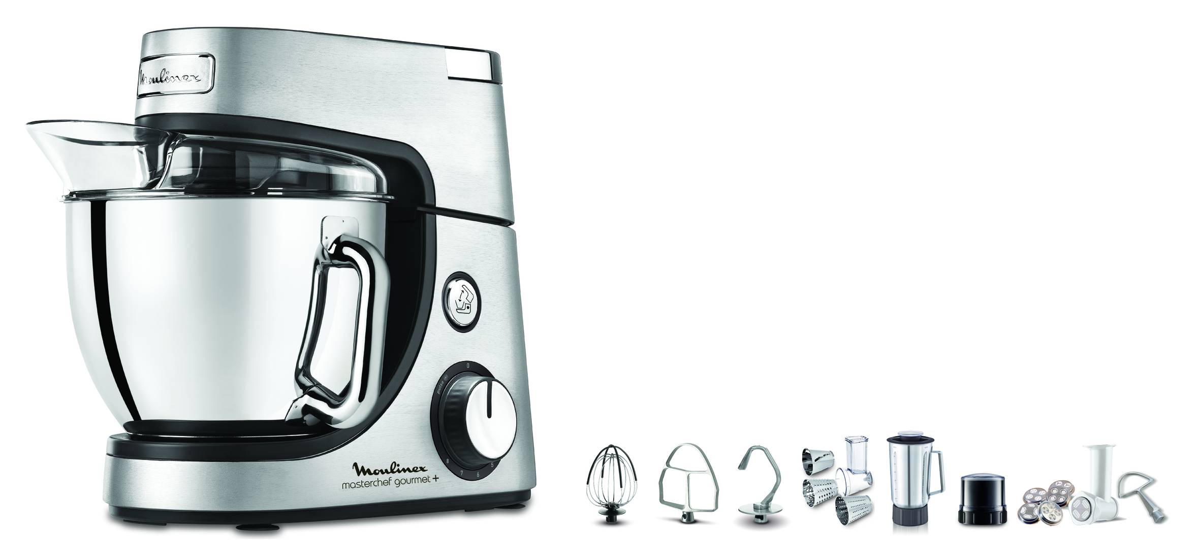 Masterchef Gourmet+, Robot pâtissier, Bol de 4,6 L, Kit pâtisserie, Blender de 1,25 L, Découpe légumes, Mini hachoir, Kit pâtes, 1110 W