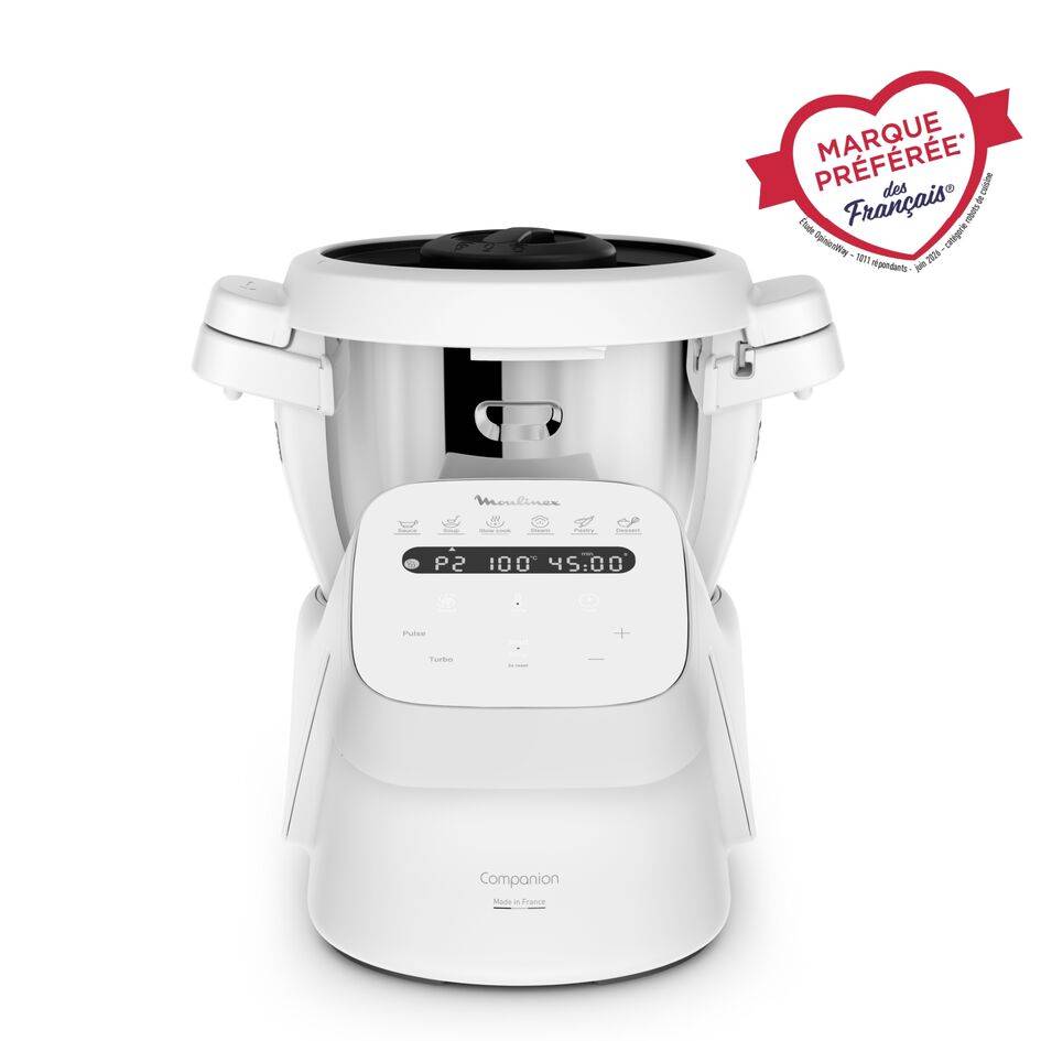 Companion, Robot cuiseur, 14 fonctions, Capacité XL 10 personnes, Blanc, Fabriqué en France