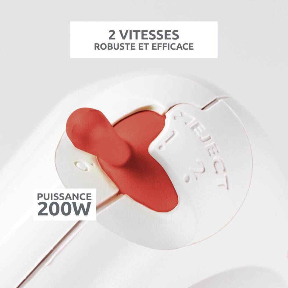 Easymax, Batteur électrique, 2 vitesses, 2 jeux de fouets, 200 W, blanc