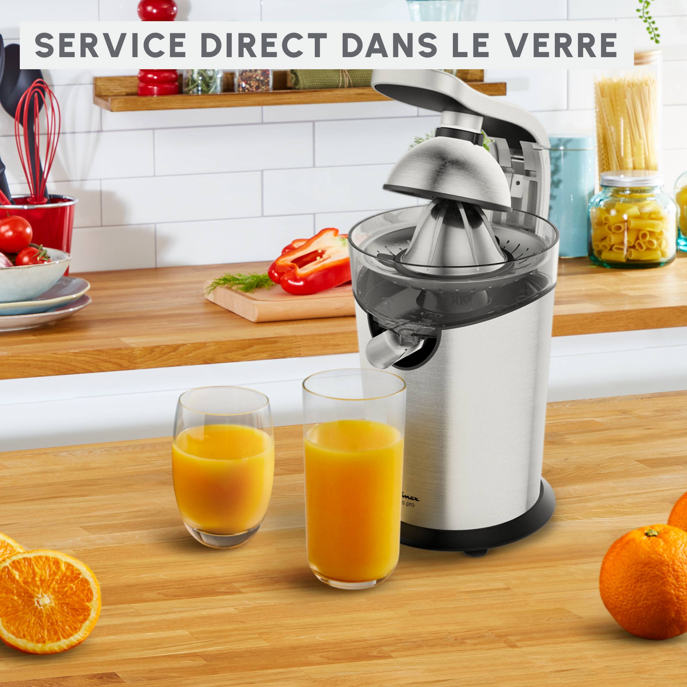 Vitapress Pro, Presse agrumes, 300 W, Levier à pression, cône en acier, Gris