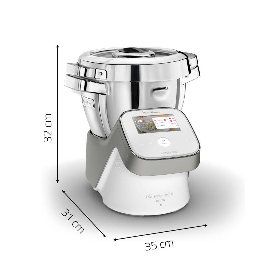 I-Companion Touch, Robot cuiseur, 17 fonctions, Connecté, Recettes sur l’écran, Capacité XL 10 personnes, Gris, Fabriqué en France