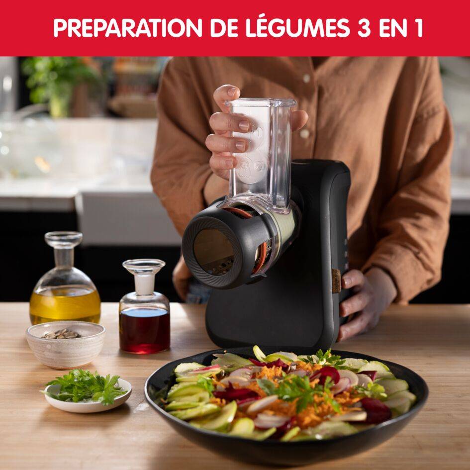 Fresh express Eco respect, Découpe-légumes, 3-en-1, 3 cônes, Noir 