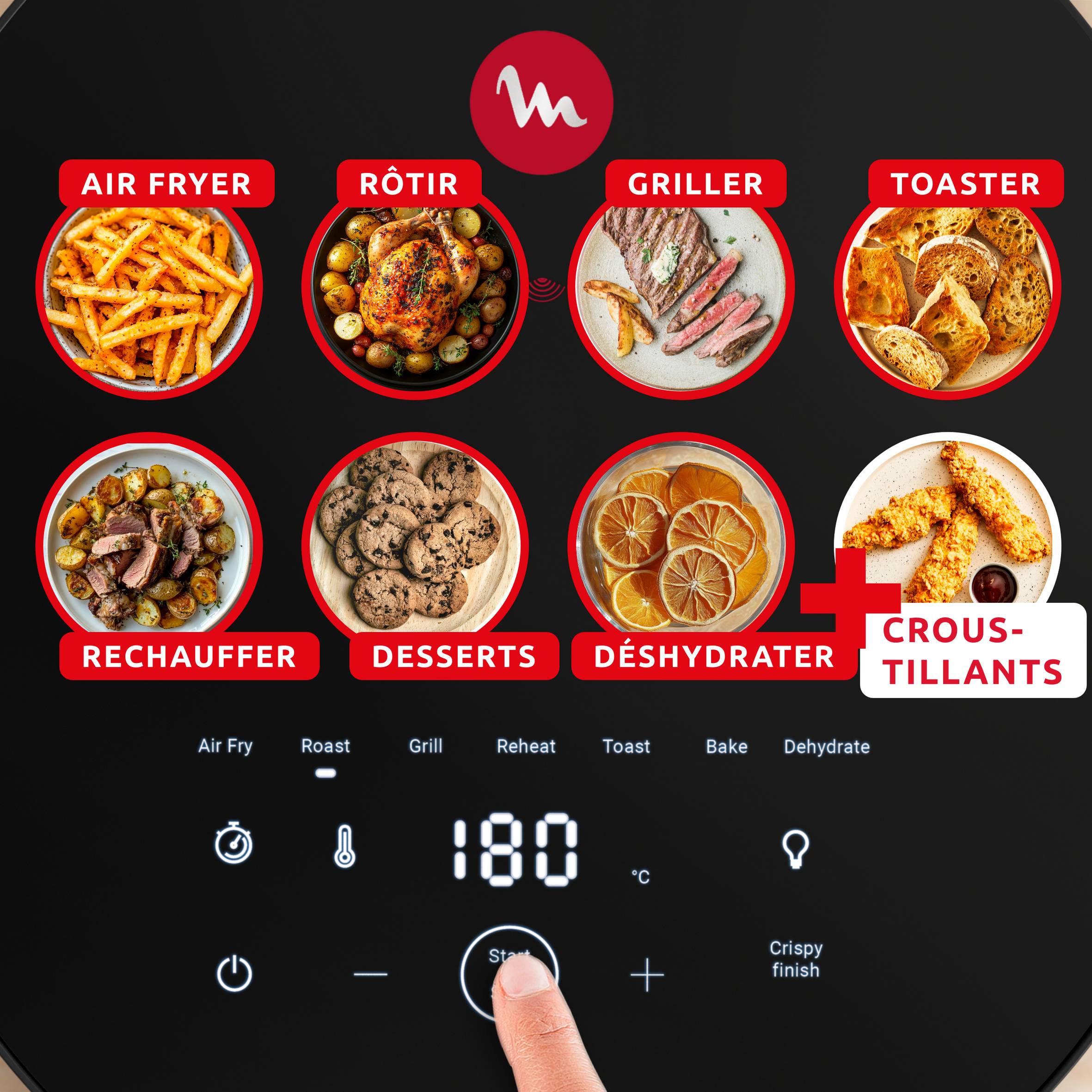 Easy Fry Infrared, Air fryer, Résultats croustillants, Gris charbon, Technologie infra rouge
