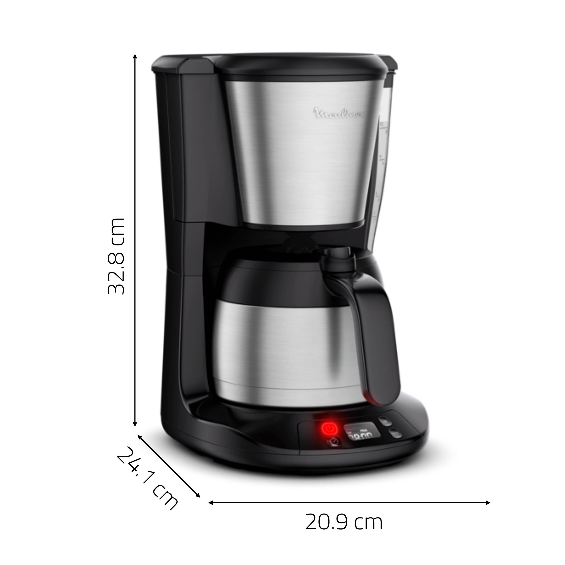 Subito, Cafetière filtre programmable avec verseuse isotherme, Capacité de 0,9 L, 12 tasses