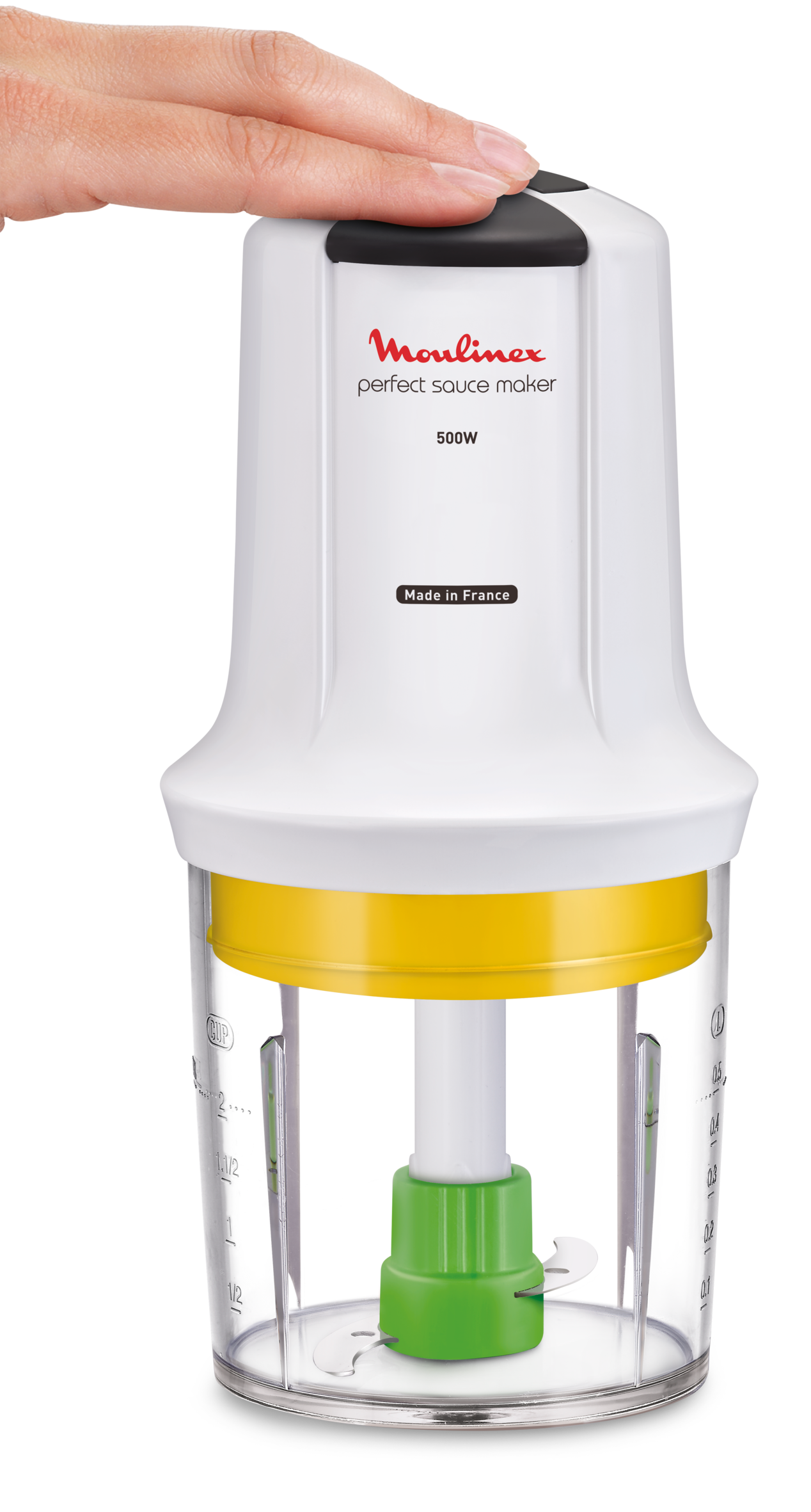 Multi moulinette, Mini hachoir, Fonction 4 en 1 + éplucheur d'ail, Capacité 500 ml, 500 W, Blanc