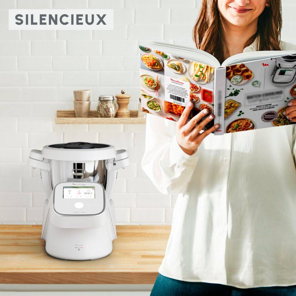 I-Companion Touch, Robot cuiseur, 17 fonctions, Connecté, Recettes sur l’écran, Capacité XL 10 personnes, Blanc, Fabriqué en France