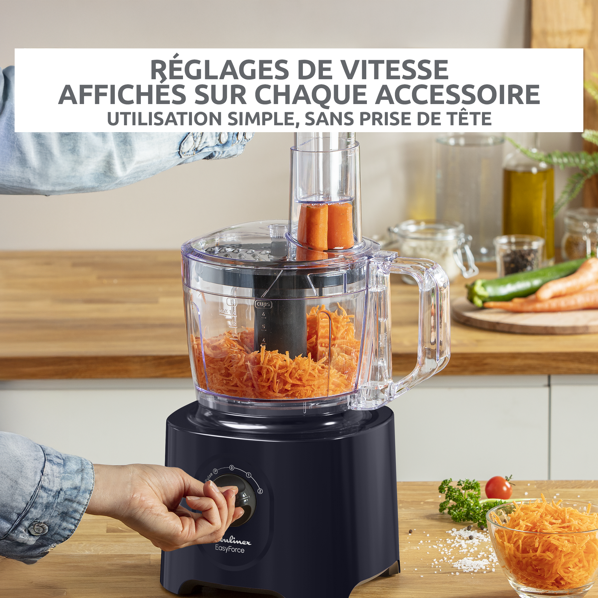 Easy Force, Robot multifonction, 800 W,  6 accessoires, 25 fonctions, Noir