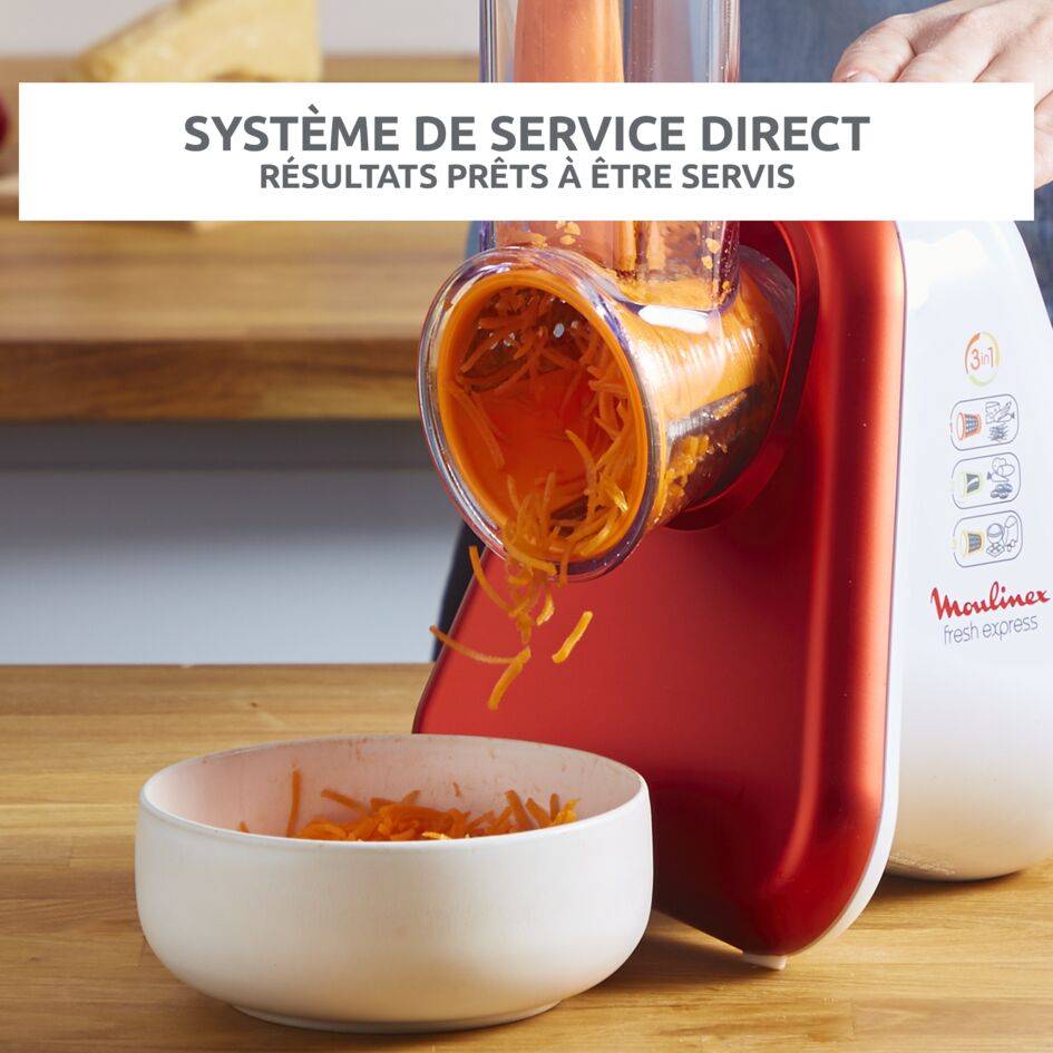 Fresh express 5-en-1, Découpe-légumes, 5 cônes, blanc et rouge