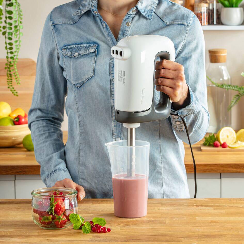 Prep'mix+, Batteur électrique, 5 vitesses, 2 jeux de crochets + 1 pied mixeur, 500 W, Blanc