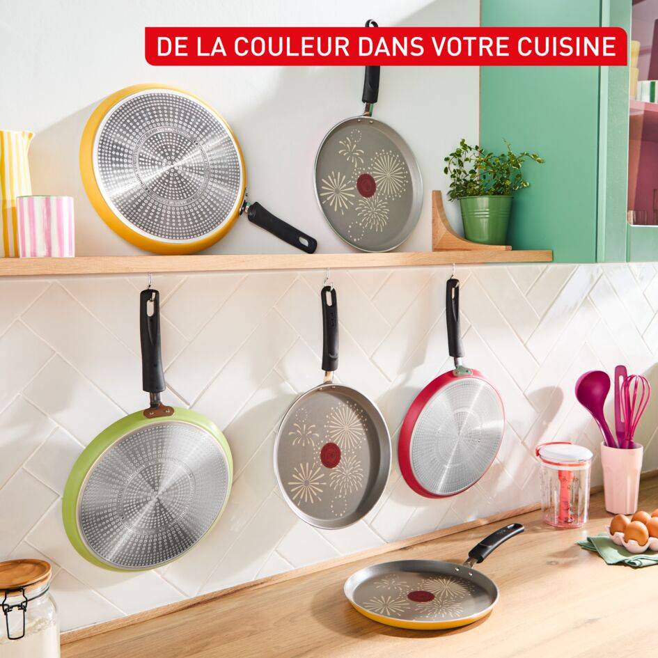 Chandeleur&nbsp;2026, Poêle à crêpes 28&nbsp;cm, Revêtement antiadhésif, Jaune, Tous feux dont Induction