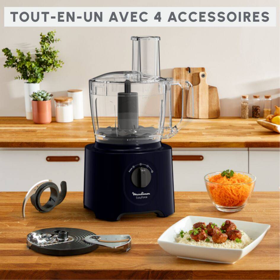 Easy Force, Robot multifonction, 800 W, 4 accessoires, 15 fonctions, Noir