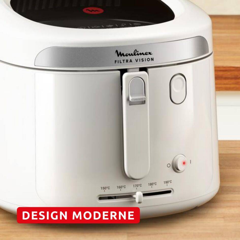 Filtra Vision, Friteuse, Fenêtre de visualisation très large pour garder un oeil sur la cuisson, Capacité 1,2 kg, Huile 2,1L