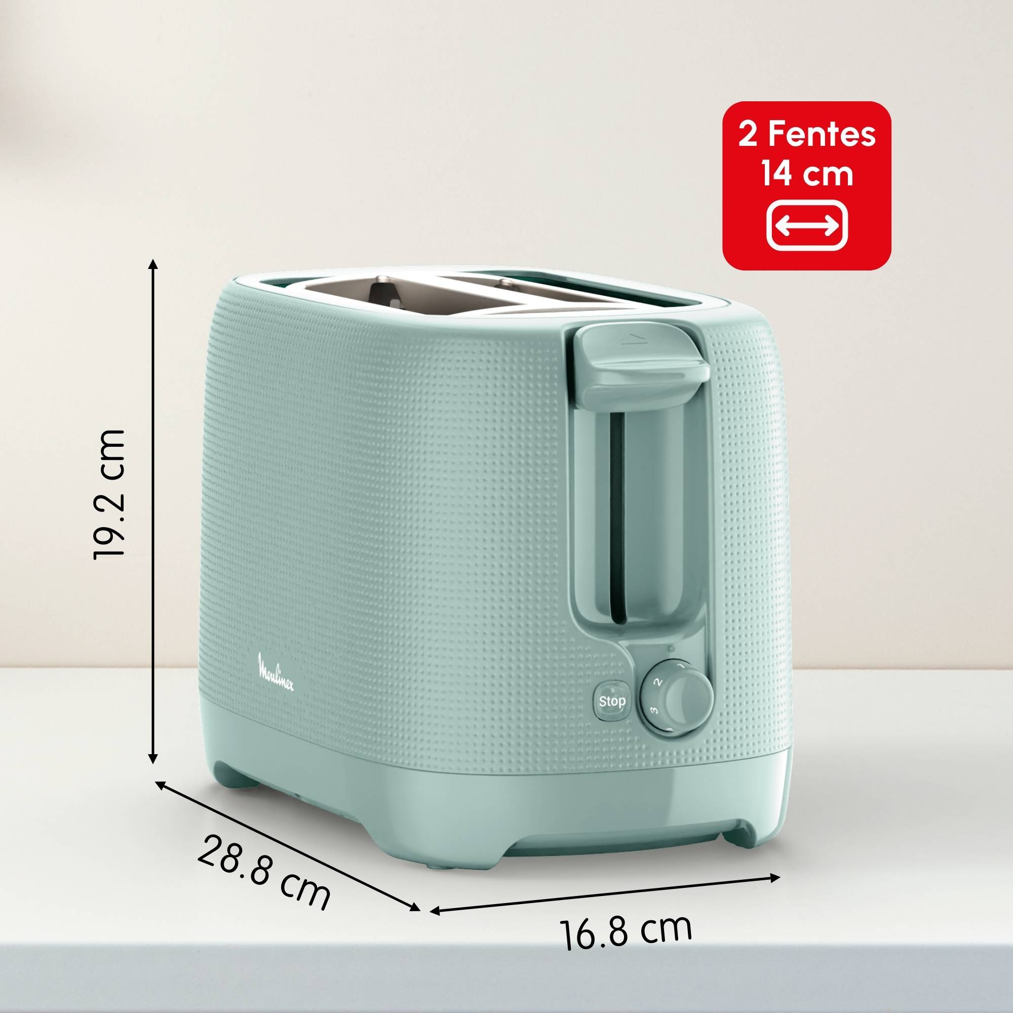 Grille-pain 2 fentes Morning Eucalyptus avec accessoire réchauffe viennoiserie