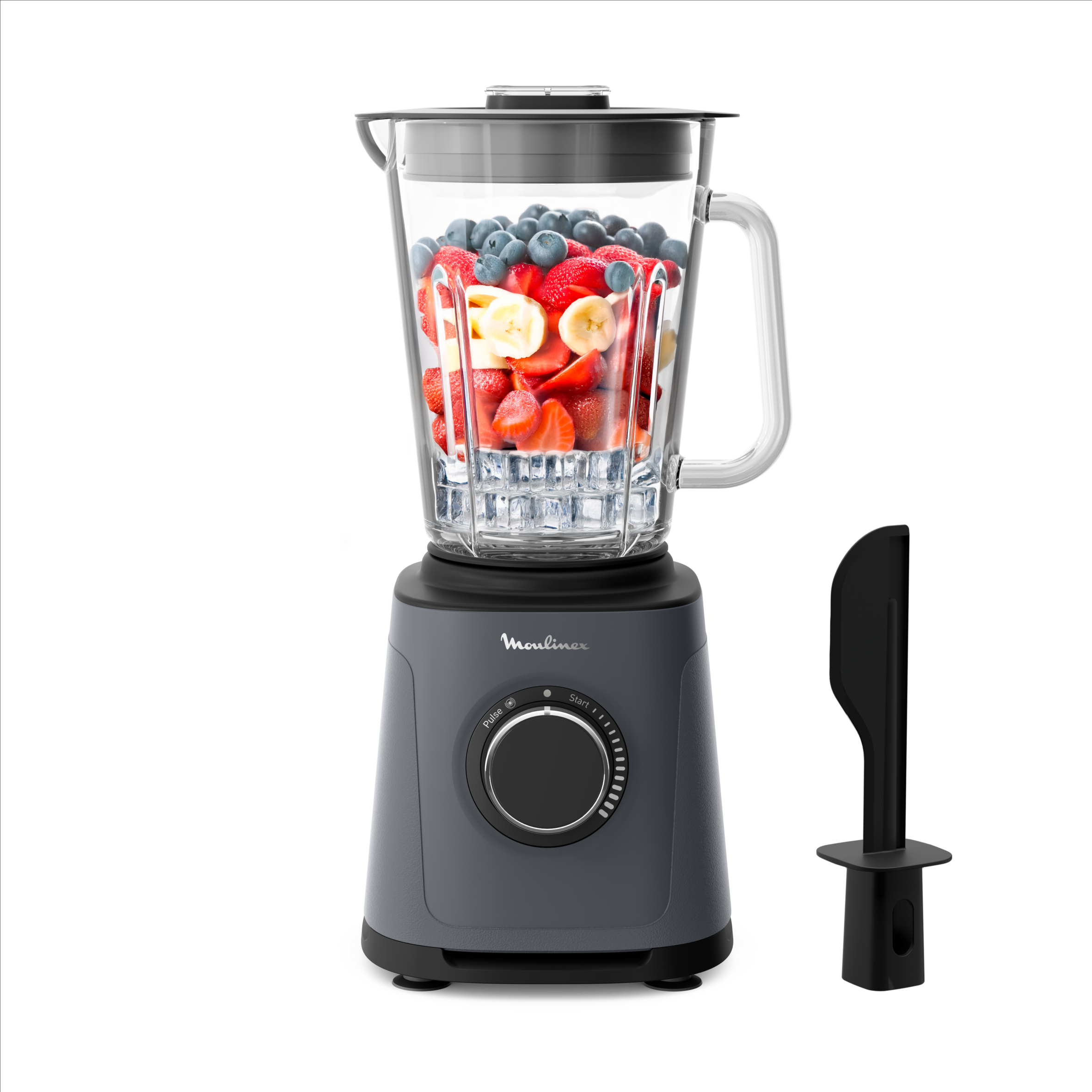 PerfectMix Essential, Blender haute performance, Technologie de lames Powelix, Bol en verre de 2L, 1200W, gris