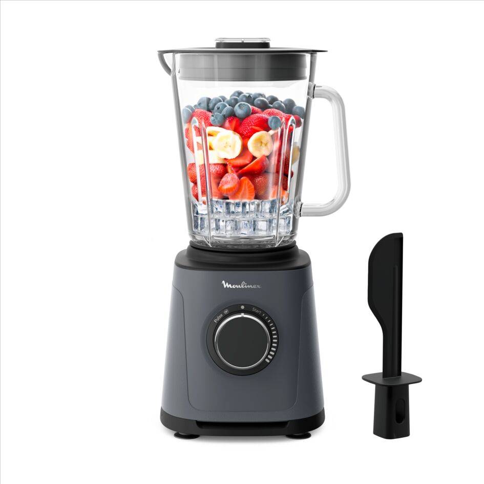 PerfectMix Essential, Blender haute performance, Technologie de lames Powelix, Bol en verre de 2L, 1200W, gris