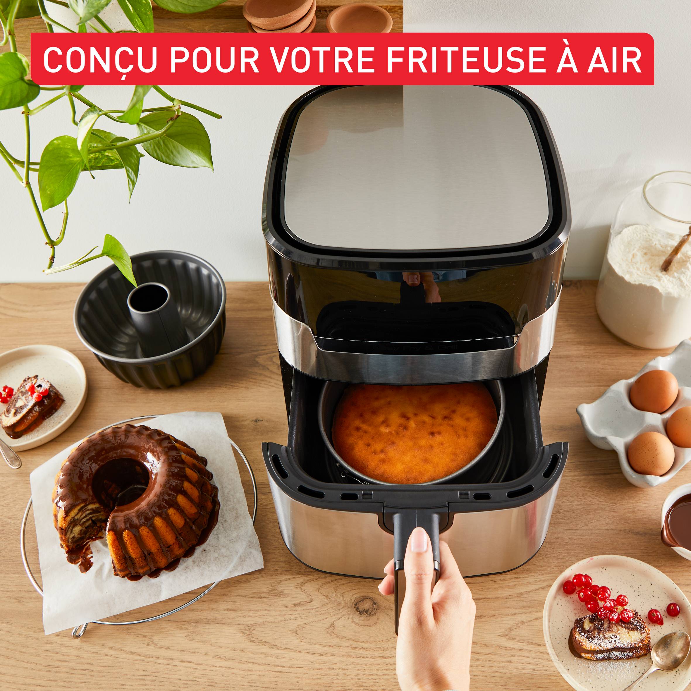 Tefal, Lot 2 moules pour friteuse à air, Démoulage facile, Diffusion optimale de la chaleur