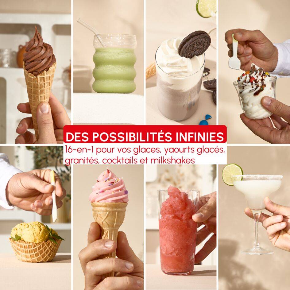 Freezi, Machine à glaces et boissons glacées 16-en-1, Desserts glacés