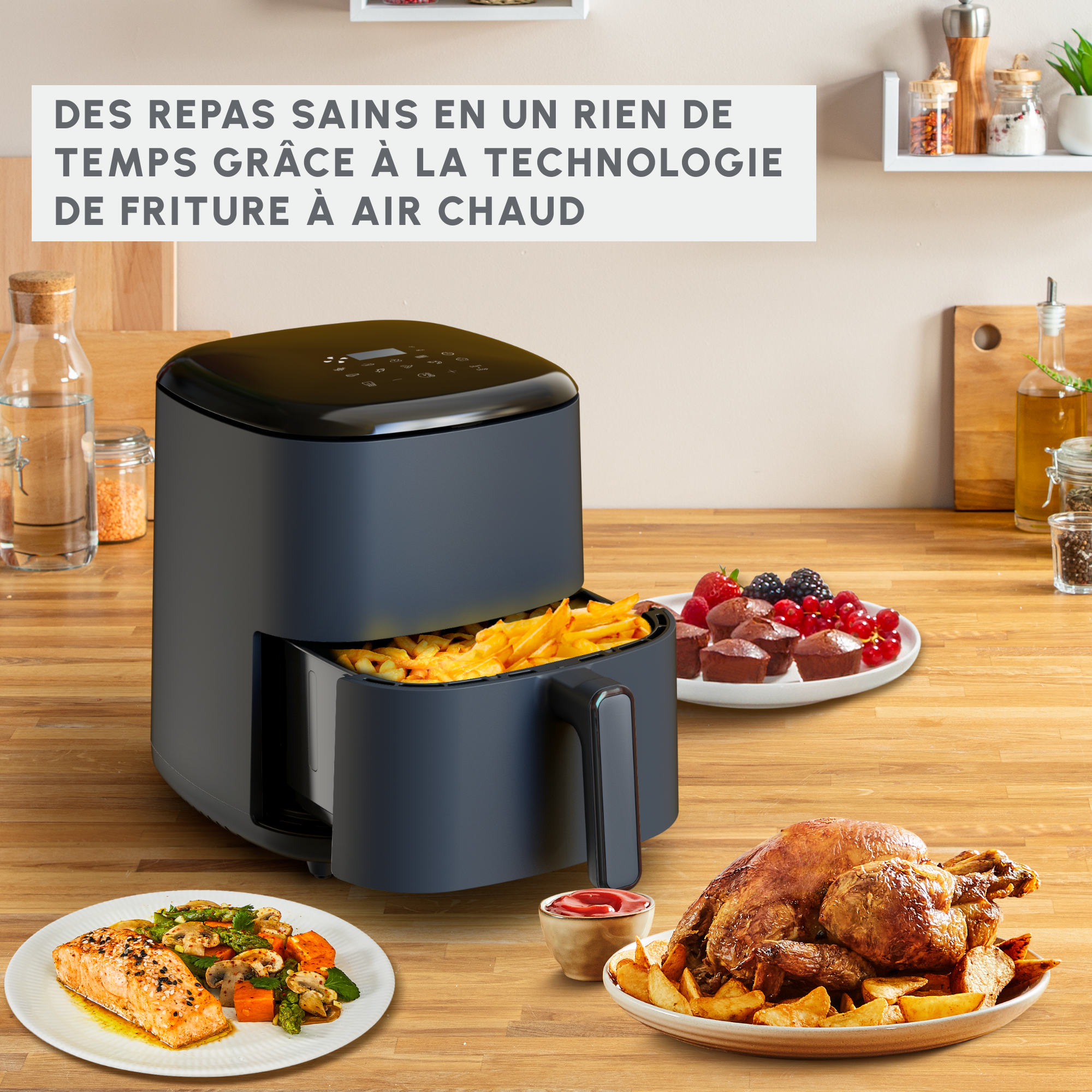Easy Fry Max, Air Fryer 5 L, 10 programmes, Java Pepper