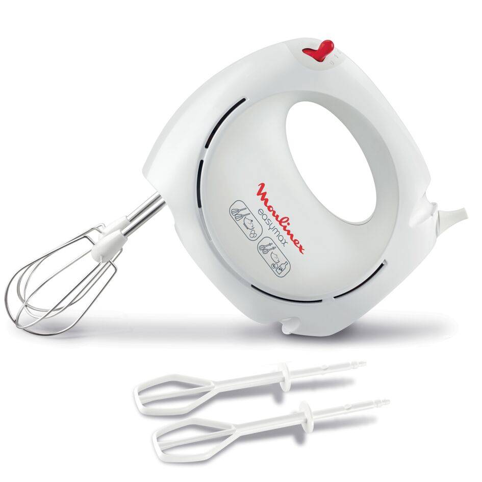 Easymax, Batteur électrique, 2 vitesses, 2 jeux de fouets, 200 W, blanc