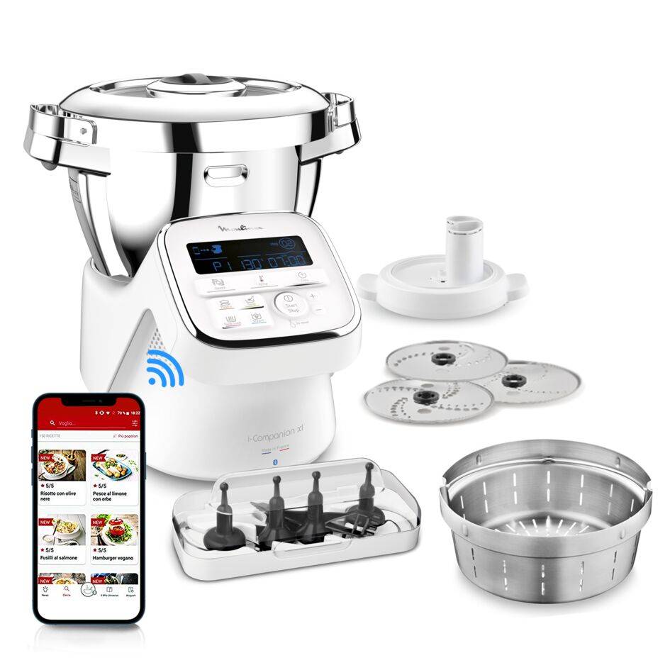 I-Companion, Robot cuiseur, 14 fonctions, Connecté, Capacité XL 10 personnes, Blanc, Fabriqué en France