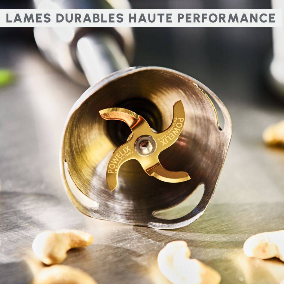 Infinyforce pro, Pied mixeur, lames powelix life, Variateur de vitesses, 3 accessoires, 1200 W, Noir et métal