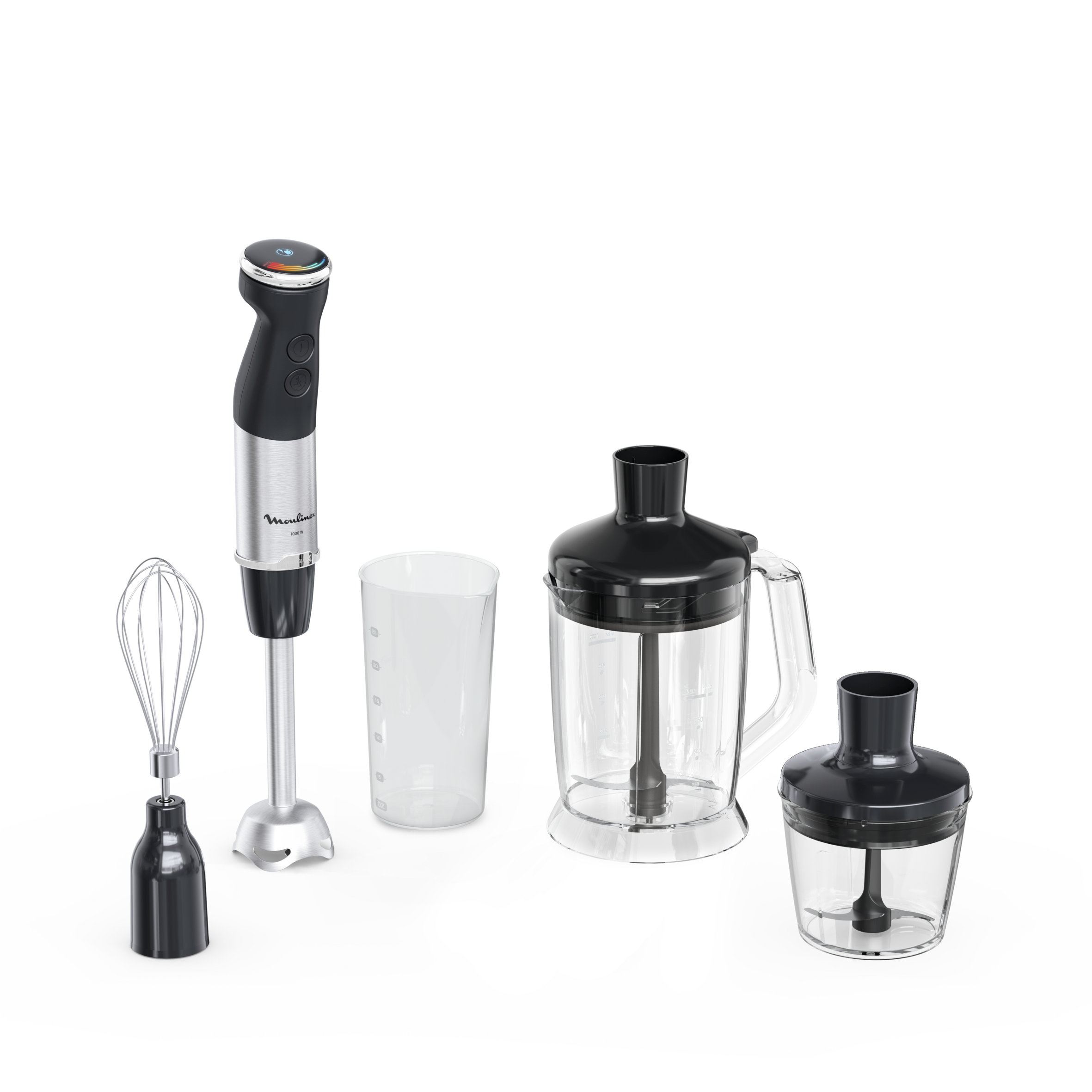 Quickchef+, Pied mixeur, Lames powelix, 20 vitesses, 3 accessoires, 1000 W, Noir et métal