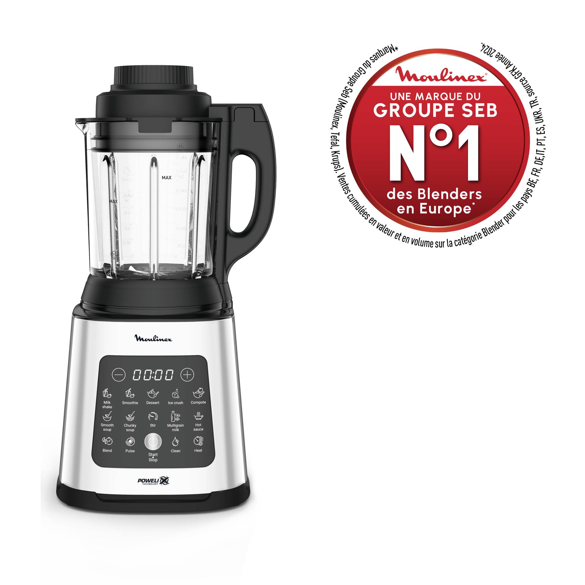Perfectmix Cook, Blender chauffant, Bol verre 2L, 1400W, 10 programmes, 6 lames