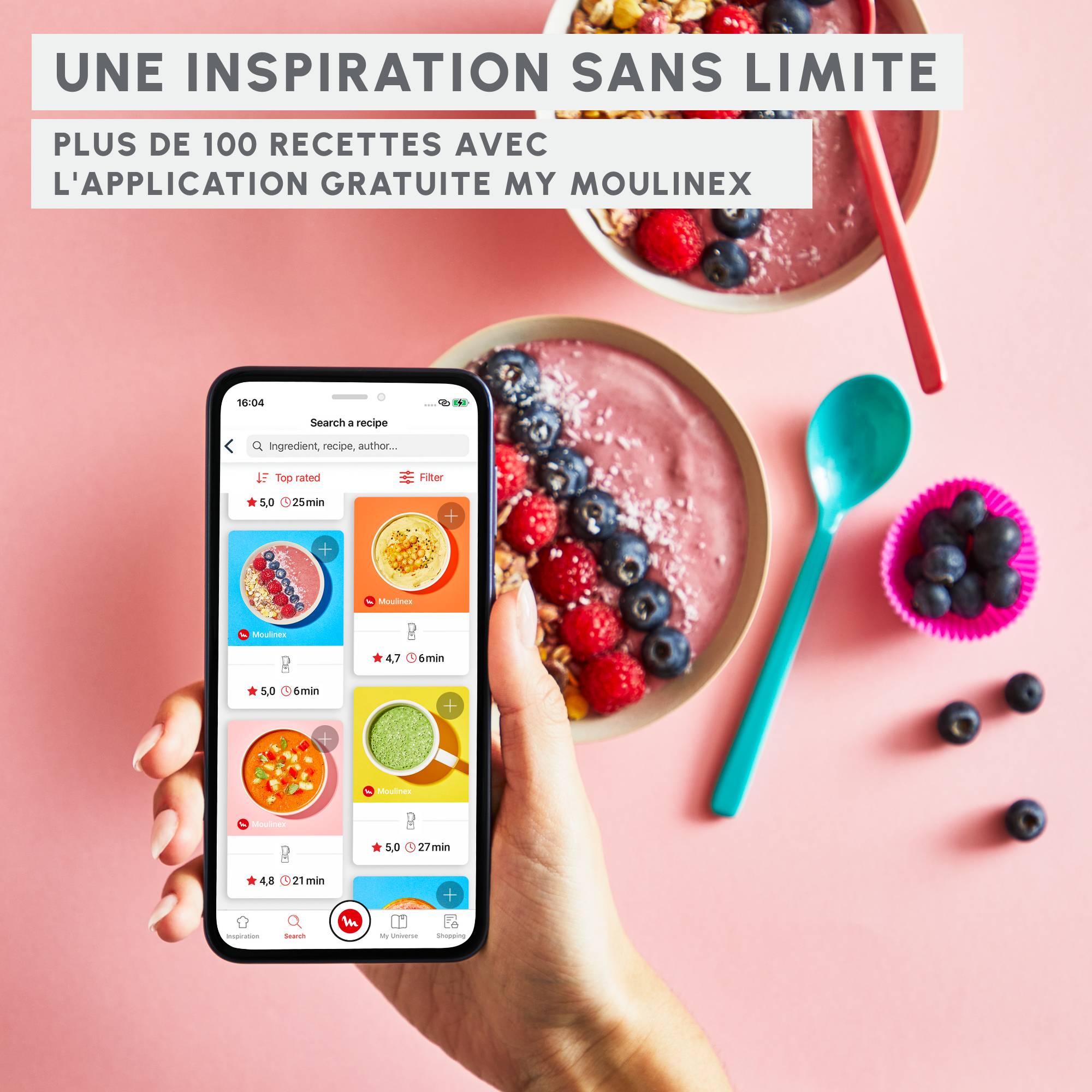 Blend Up, Blender mini, Bol tritan 0.85L, 1000W, 8 programmes, 6 lames