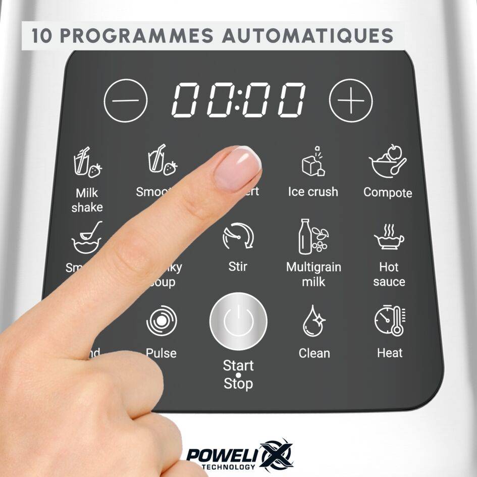 Perfectmix cook, Blender haute performance chauffant, 10 programmes automatiques, Panier vapeur, 1400W, Gris métal