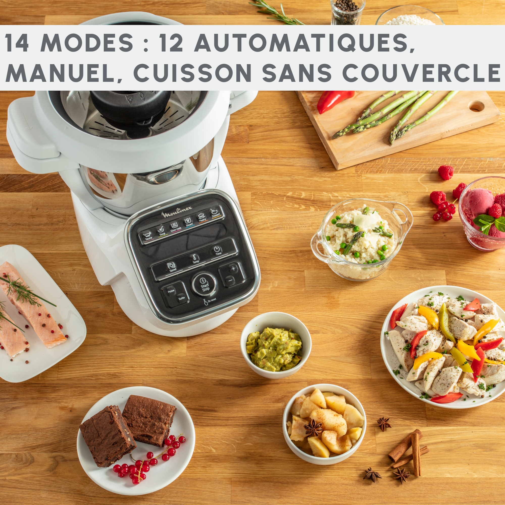 RECONDITIONNÉ Companion, Robot cuiseur, 14 fonctions, Capacité XL 10 personnes, Gris, Fabriqué en France
