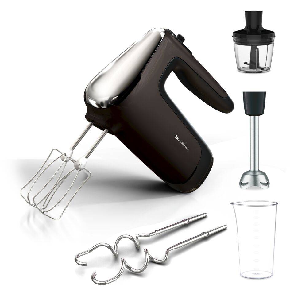 Powermix silence, Batteur électrique, Technologie silence, 2 jeux de fouets, 600 W, Argent