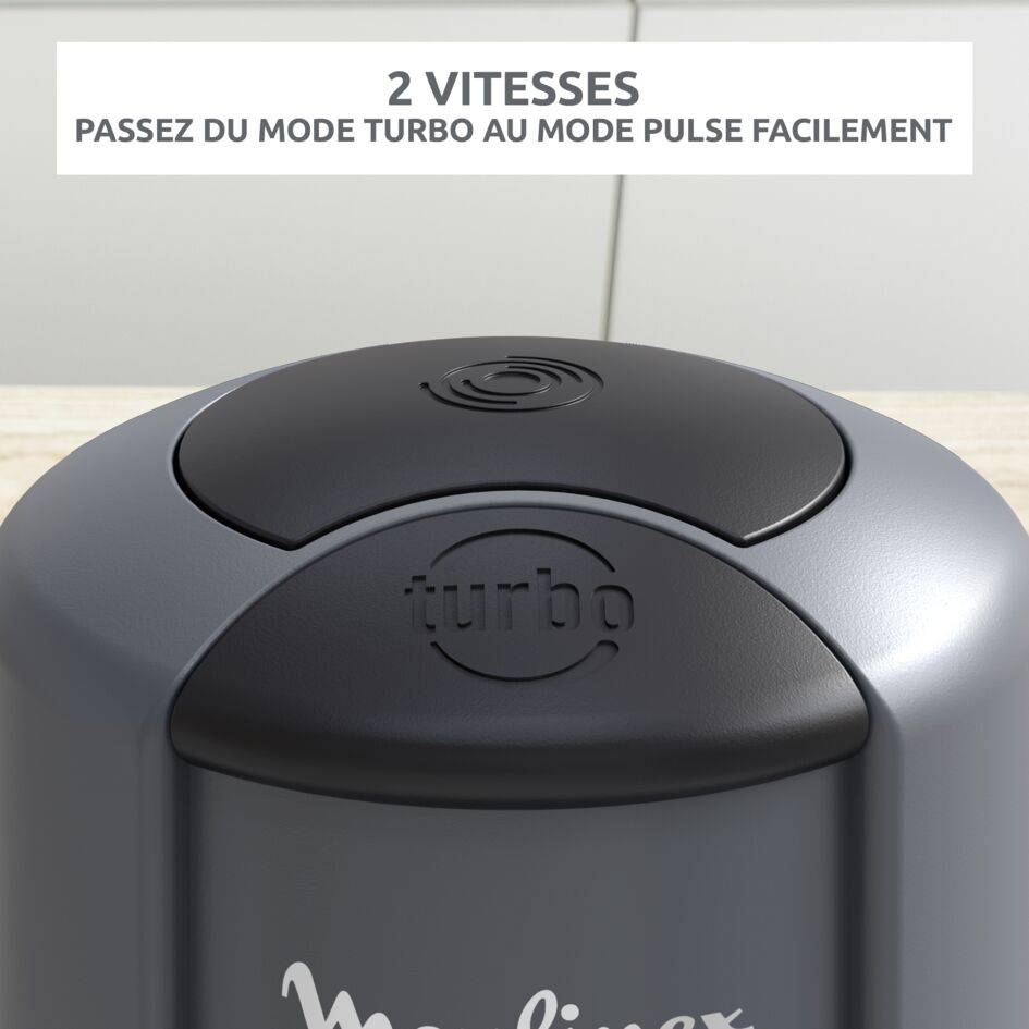 Multi moulinette, Mini hachoir, Fonction 3 en 1, Capacité 500 ml, 500 W, Gris