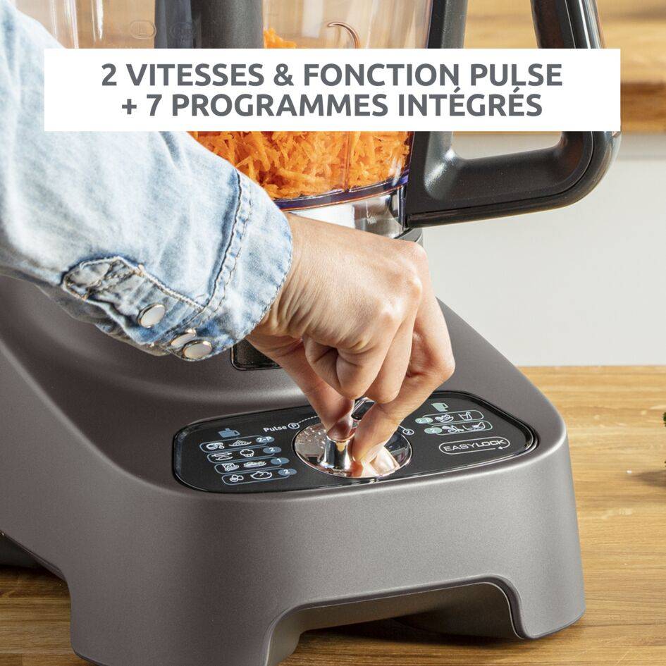 Double Force, Robot multifonction, 1000 W, 31 fonctions, 10 accessoires, Gris