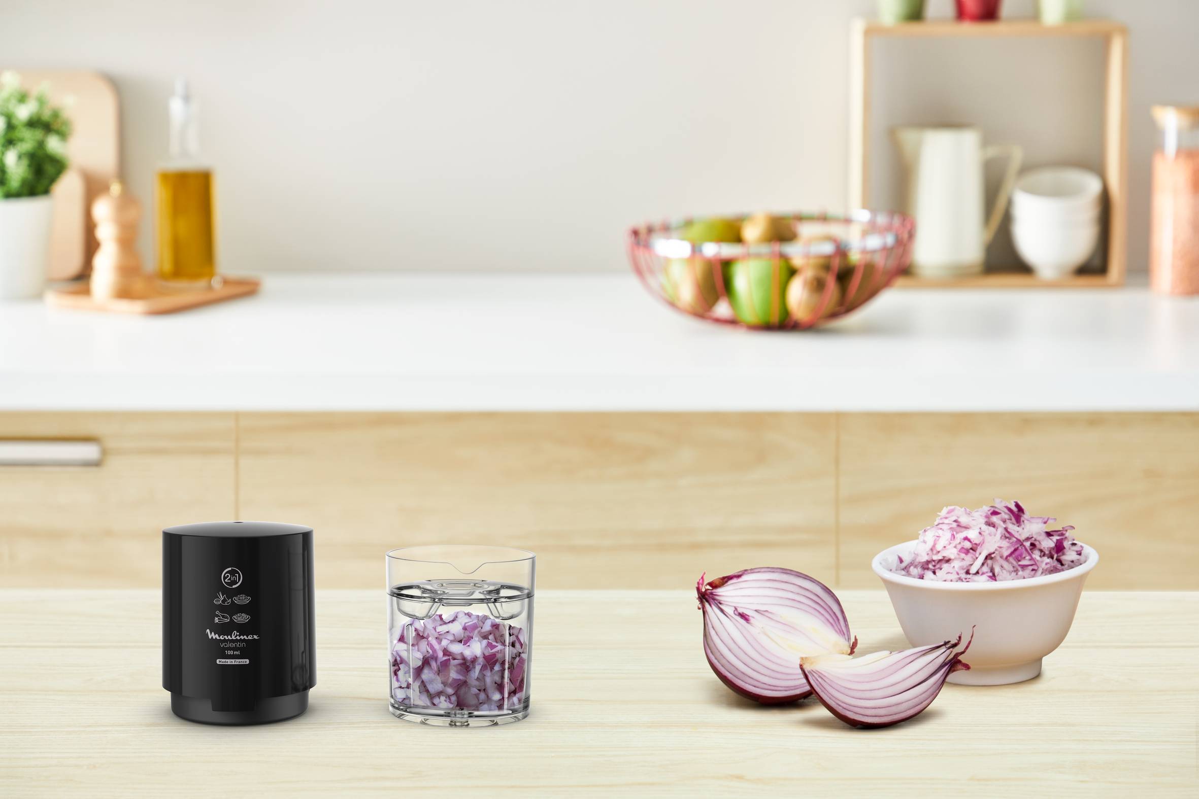 Valentin, Mini Hachoir, Compact, Fonction 2 en 1, capacité 50 ml, Noir