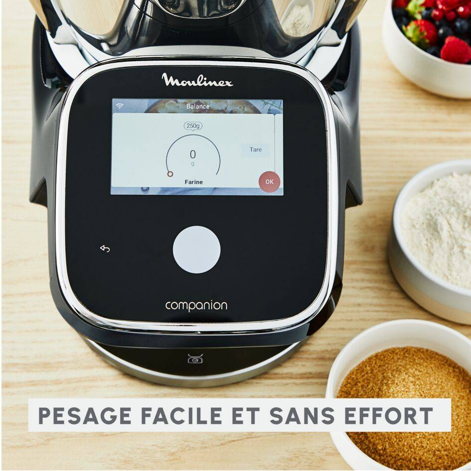 I-Companion Touch Pro, Robot cuiseur, 18 fonctions, Connecté, Pesage intégré, Recettes sur l’Ecran, Capacité  XL 10 personnes, Noir, Fabriqué en France + découpe légumes