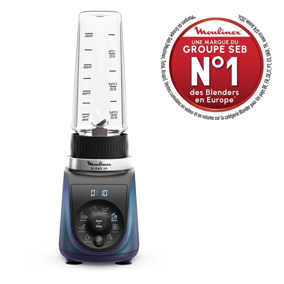 Blend Up, Blender mini, Bol tritan 0.85L, 1000W, 8 programmes, 6 lames, 2 gourdes