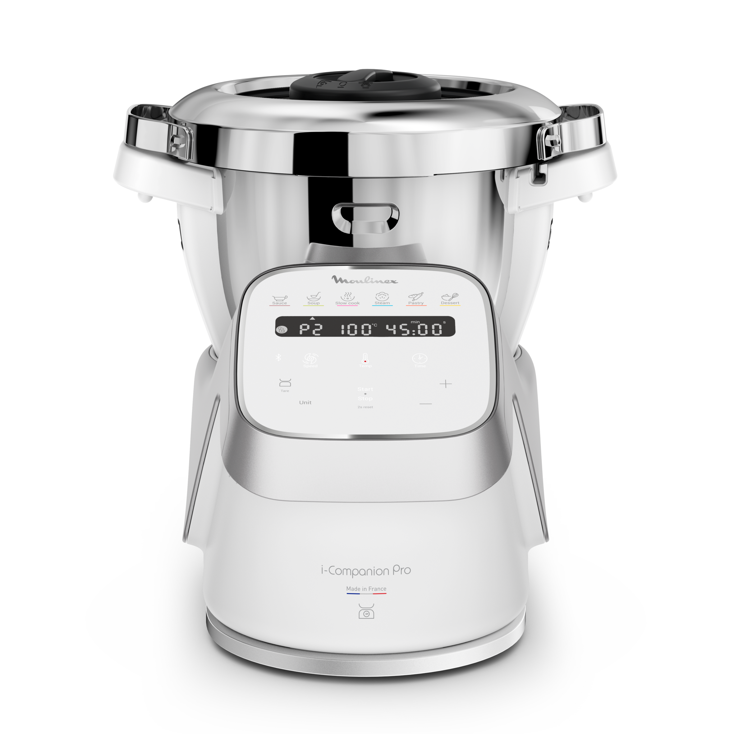 I-Companion Pro,  Robot Cuiseur, 17 fonctions, Pesage intégré, Capacité XL 10 personnes, Gris, Fabriqué en France + Double fouet