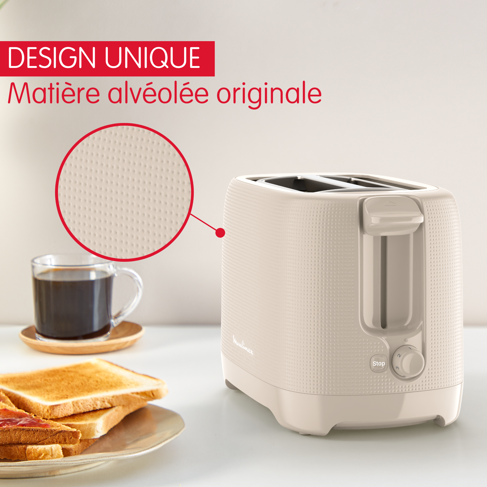 Grille-pain 2 fentes Morning Gris chaud
