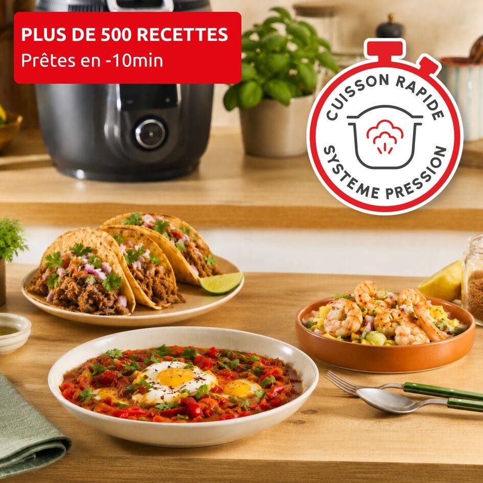 Cookeo Infinity, 20&nbsp;modes de cuisson, Avec pale de mélange, Noir