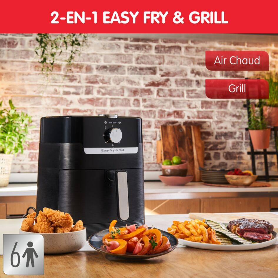 RECONDITIONNE Easy Fry & Grill, 4.6L, Air fryer, Noir