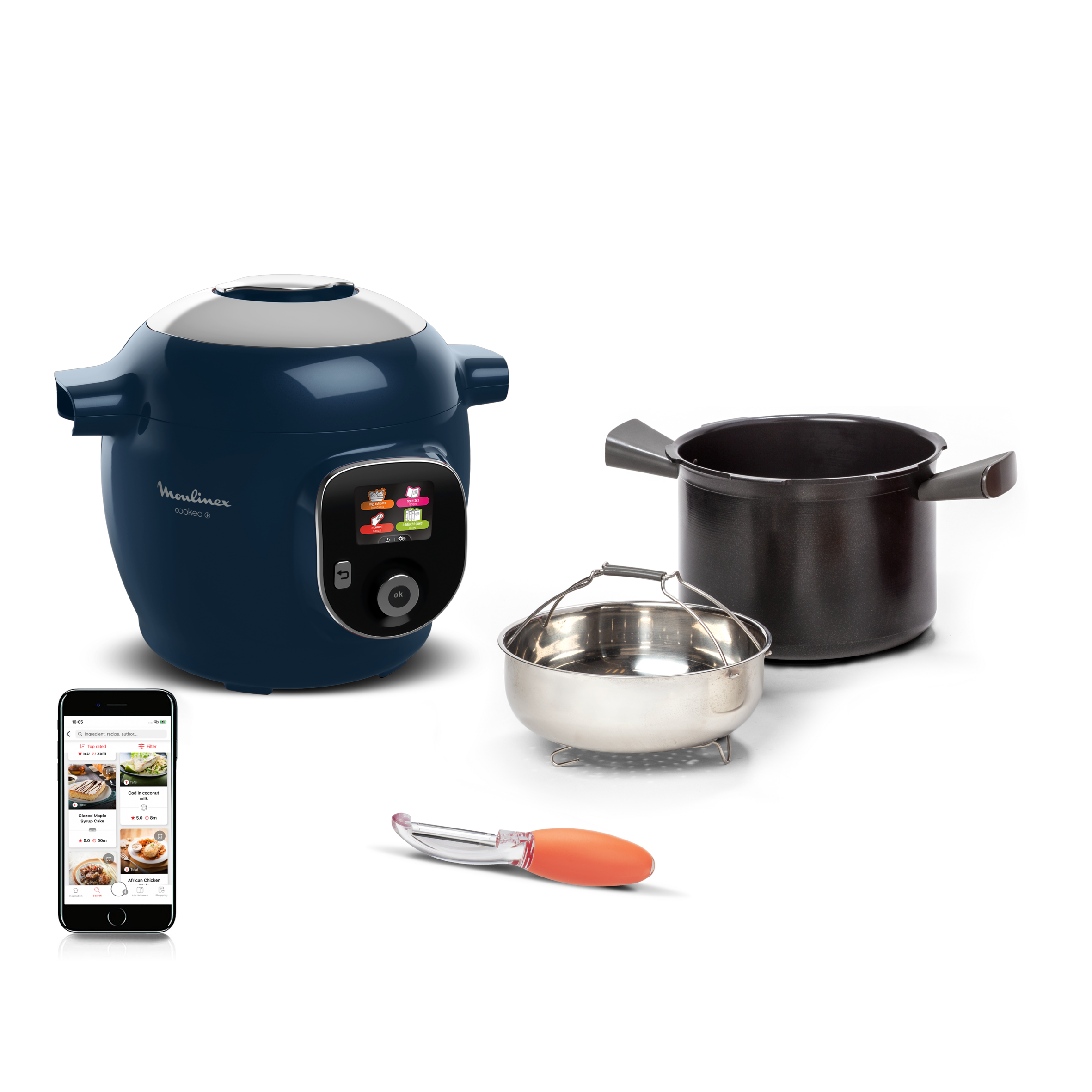 Cookeo+ 150 recettes Bleu, avec éplucheur inclus