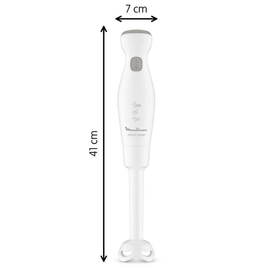 Robot Marie, Pied mixeur, 2 lames ZELKROM, 4 accessoires, 450 W, Blanc