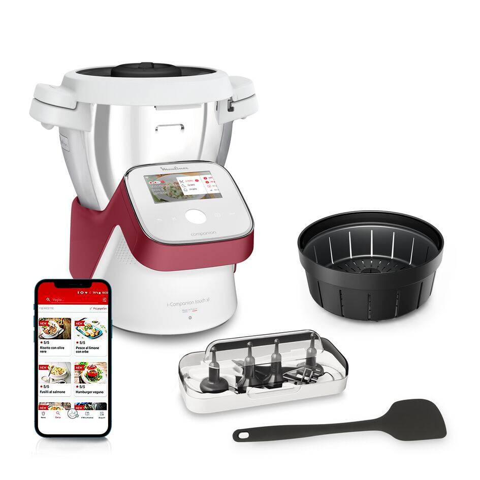 I-Companion Touch, Robot cuiseur, 17 fonctions, Connecté, Recettes sur l’écran, Capacité XL 10 personnes, Rouge, Fabriqué en France