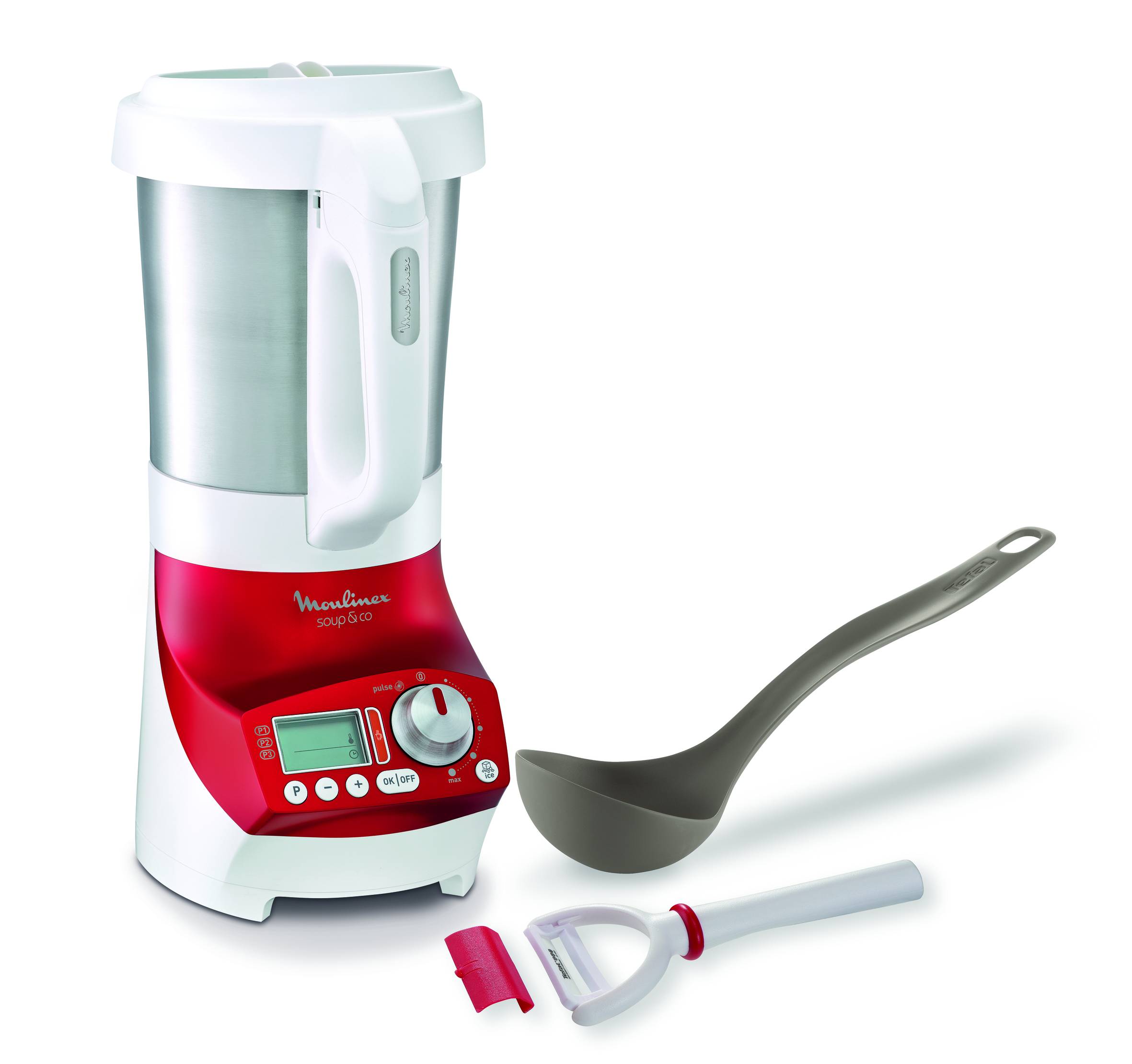 SOUP & CO 2L rouge avec Louche et Eplucheur à légumes