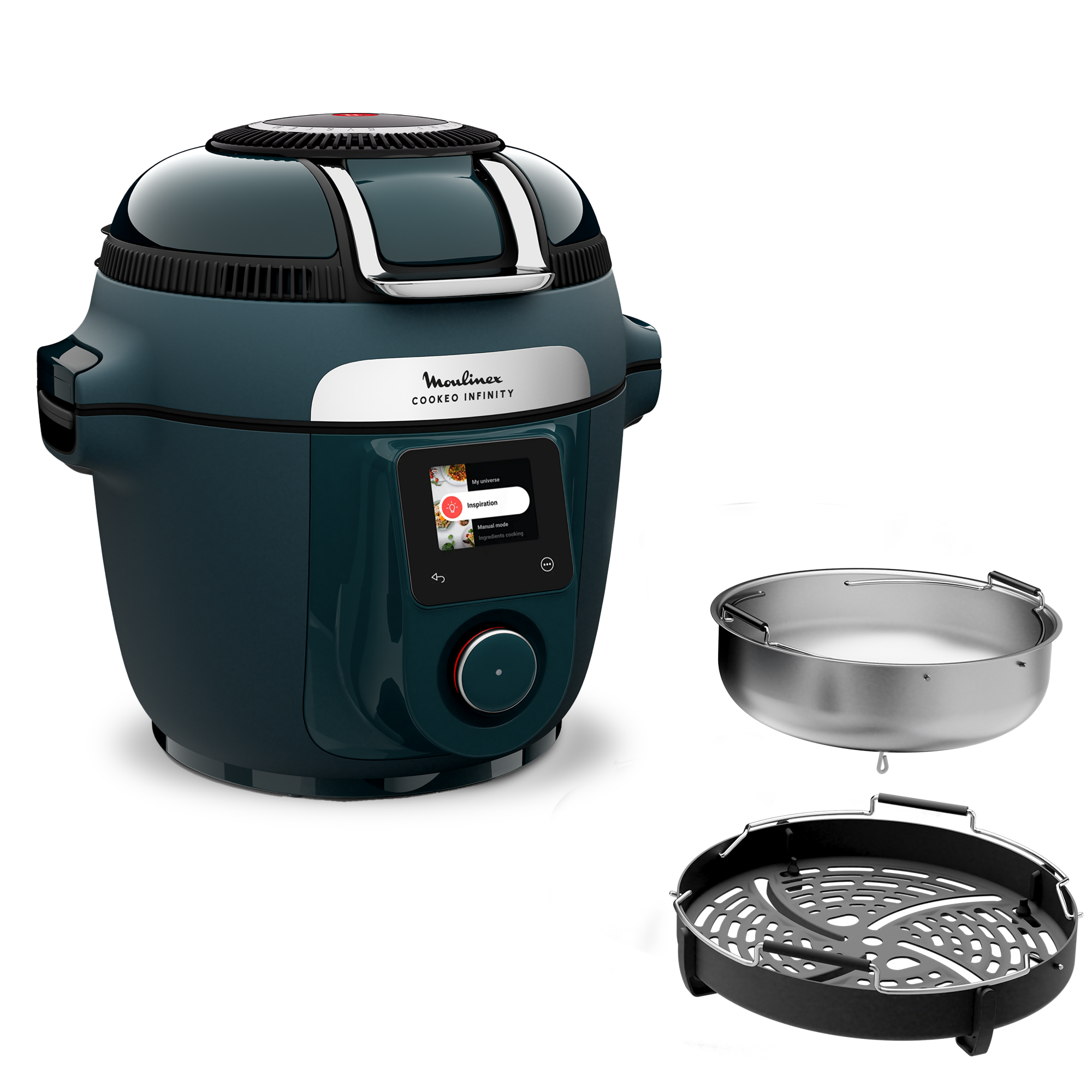 Cookeo Infinity, 17 modes de cuisson, Sans pale de mélange, Bleu Trust