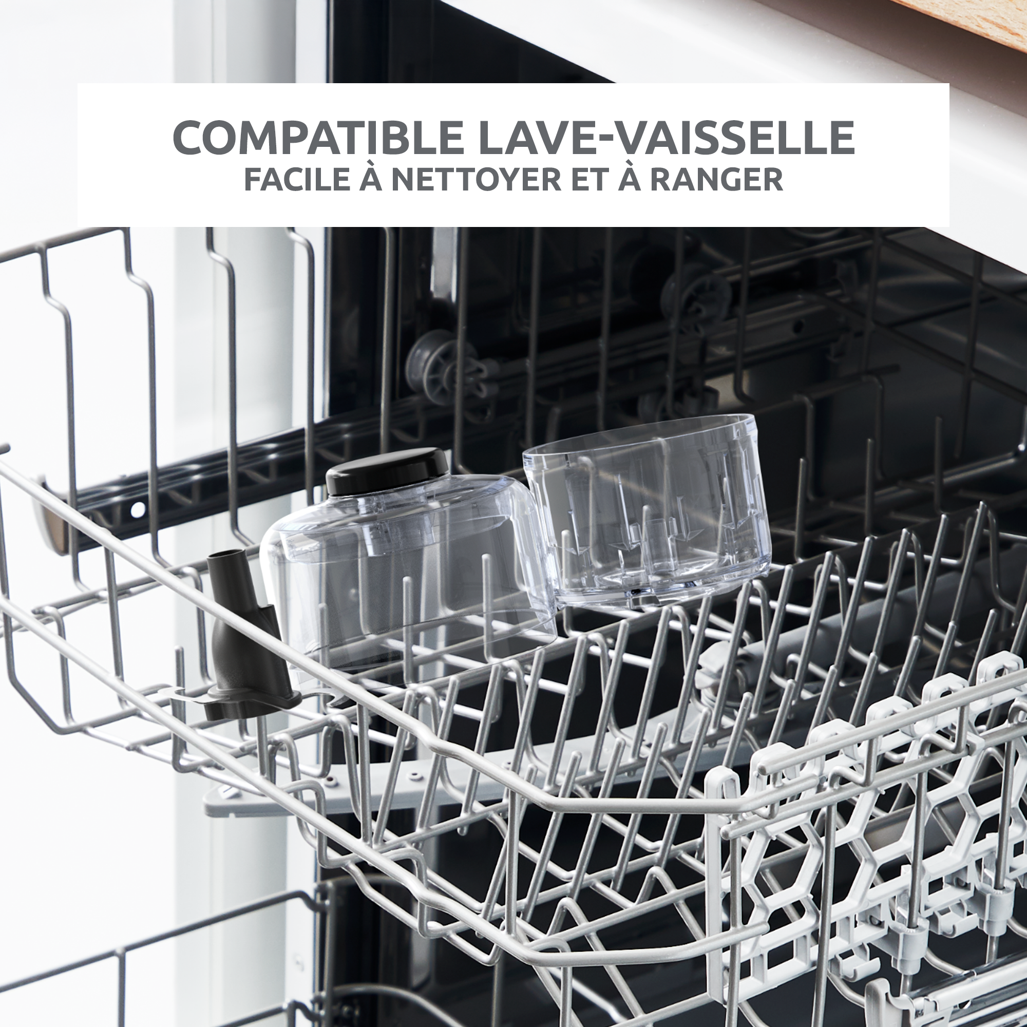 La Moulinette, Hachoir, Capacité 500 ml, Fonction 4 en 1, 1000 W, blanche