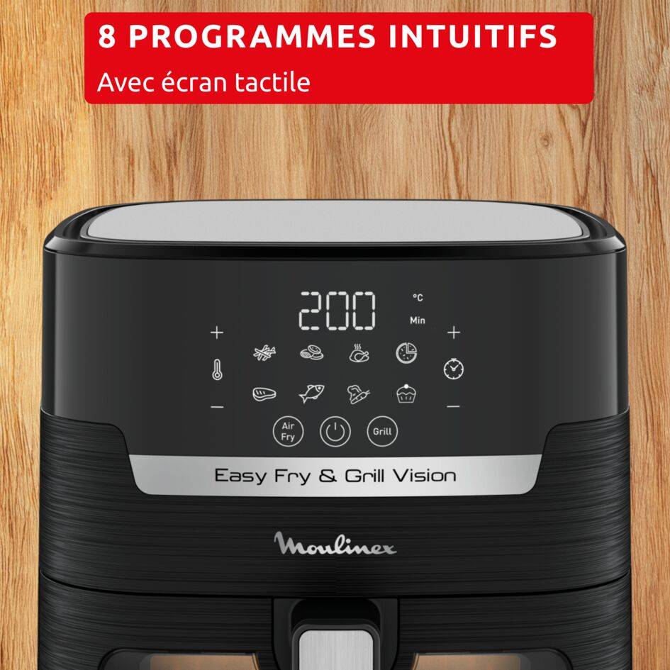 Easy Fry & Grill Vision, Air Fryer, Friteuse sans huile, 4,6 L (6 pers.), 8 programmes, Fenêtre de cuisson transparente,
