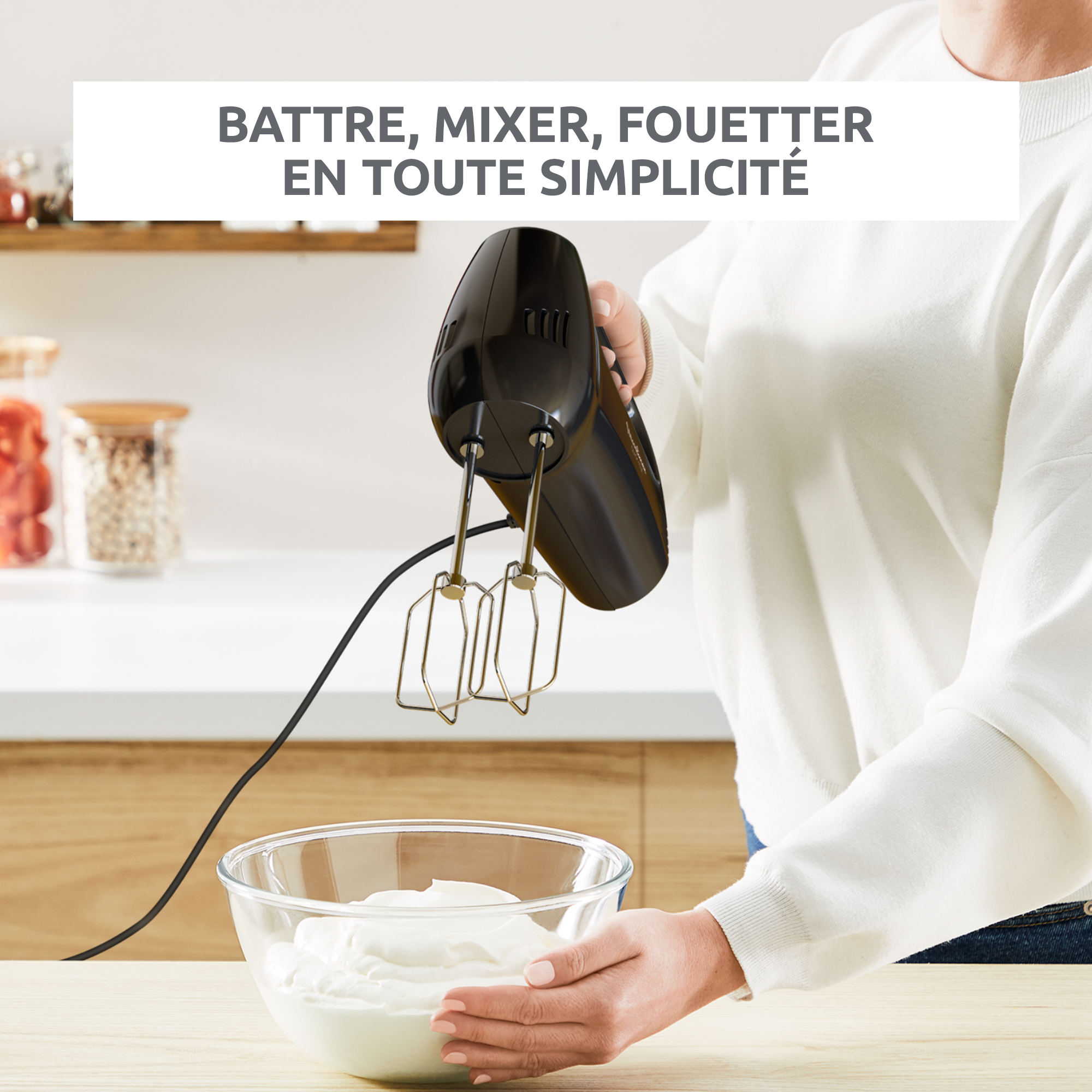 Quick Mix, Batteur électrique, 5 vitesses, 2 jeux de fouets, 300 W, Noir