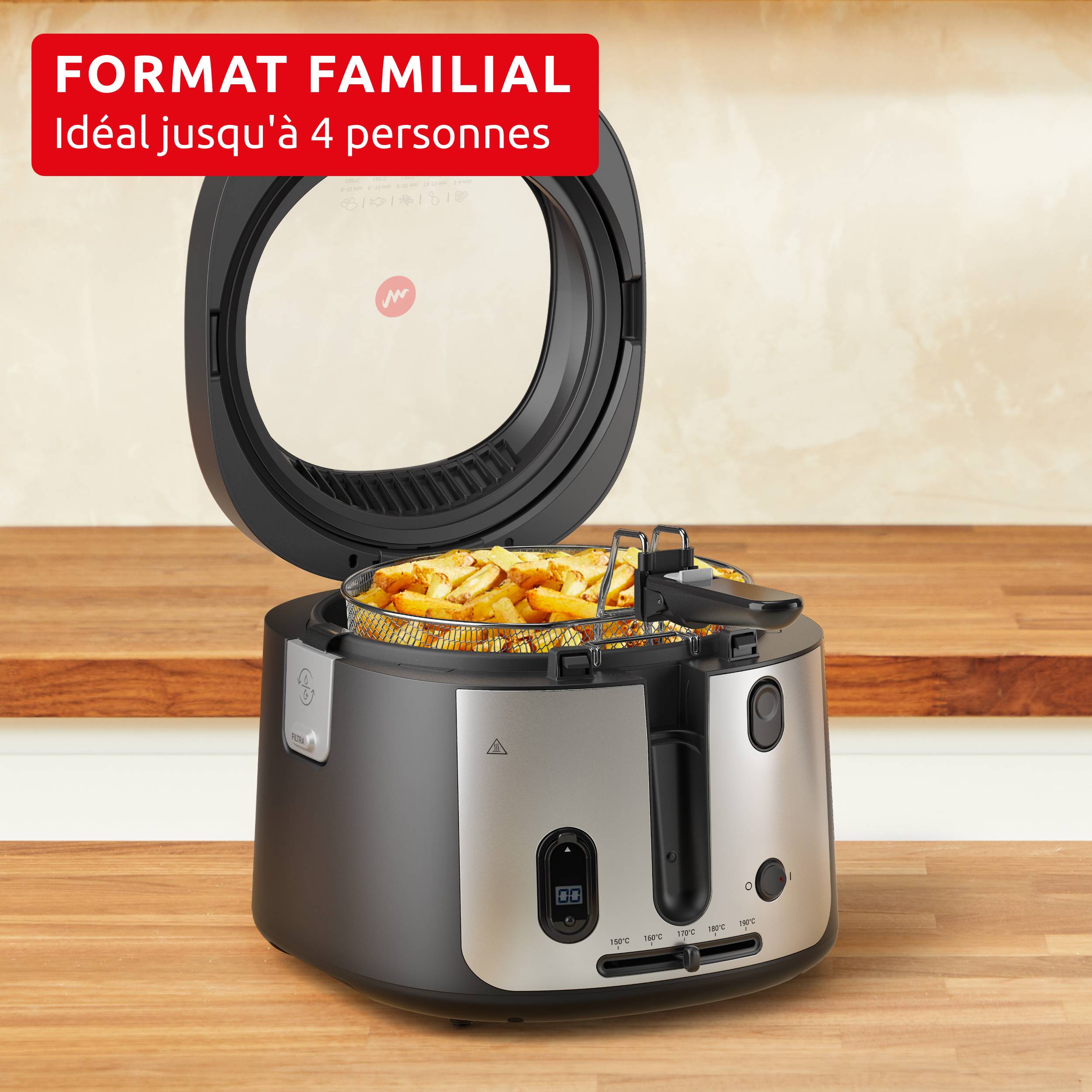 Filtra Vision +, Friteuse, Fenêtre de visualisation très large pour garder un oeil sur la cuisson 